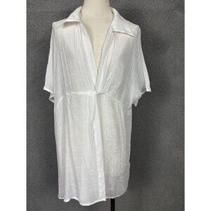Cupshe White Textured Open Twist Front Beach Cover-Up Shirt Size Medium NWT's